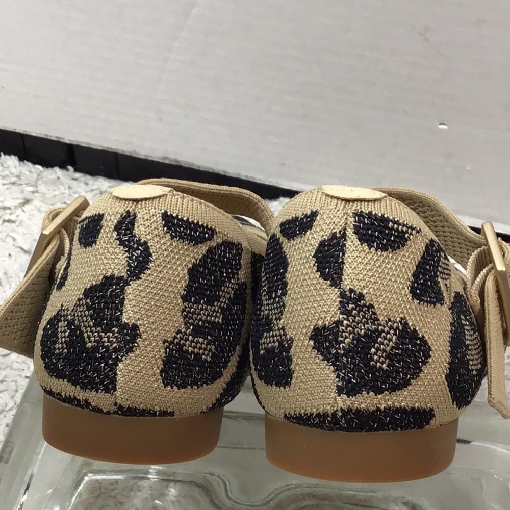 Vivaia metallic gold leopard Maria knit Mary Jane flats 36.5 - Picture 8 of 14